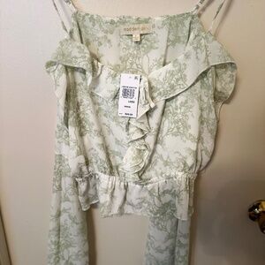 Off shoulder seal green blouse